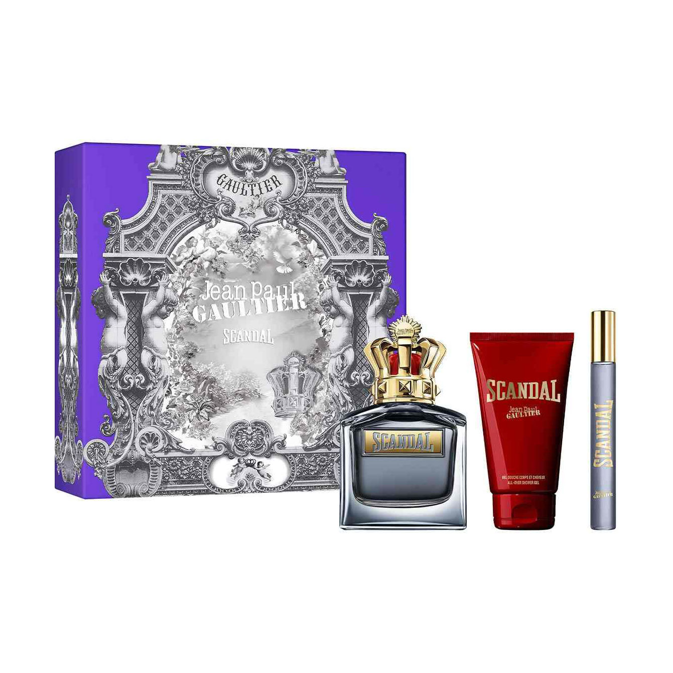 Парфумований набір чоловічий Jean Paul Gaultier Scandal Pour Homme (туалетна вода, 100 мл + туалетна вода, 10 мл + гель для душу, 75 мл)